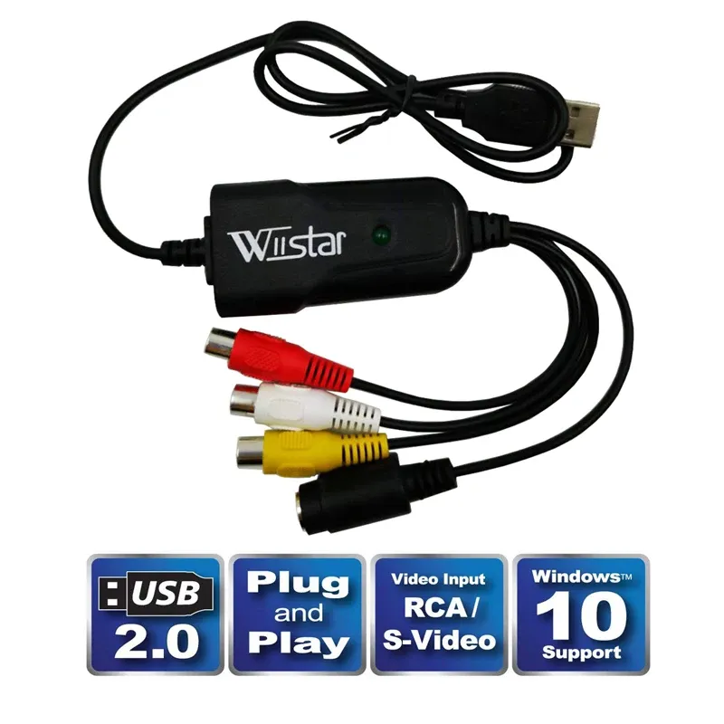 USB 2.0 Audio Video Capture Card Einfach zu kappen Adapter VHS zu DVD Video Capture für Windows 10/8/7/XP Capture Video