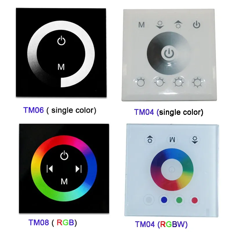 DC12V-24V einfarbig/RGB/RGBW wandmontierter Touch Panel Controller Glasscheibe Dimmerschalter Controller für LED RGB Streifen Lampe