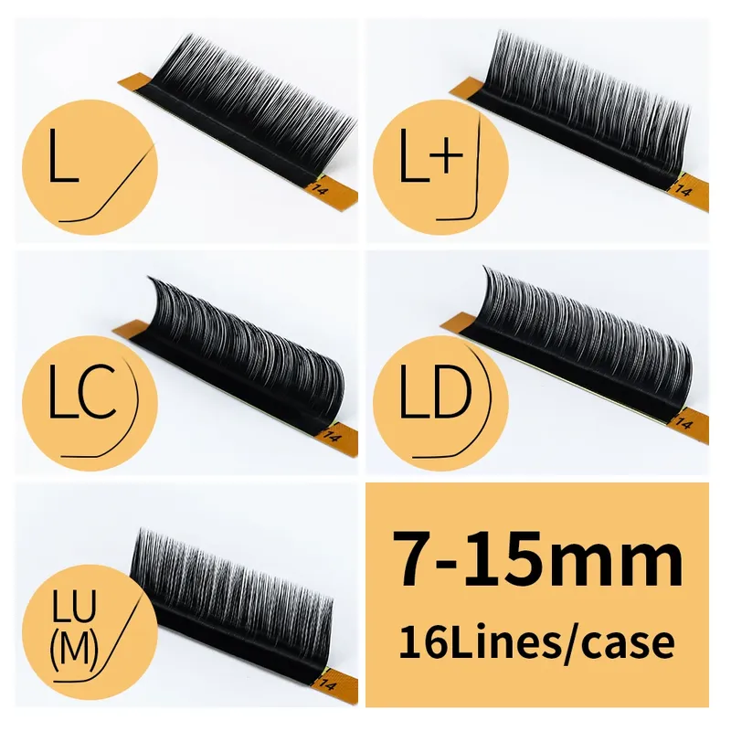 Glamlash l/lc/ld/lu (m)/n curl 7 ~ 15mm mischen 16 Reihen/Fall Nerz Wimpern verlängerung einzelne Wimpern weiche falsche Wimpern