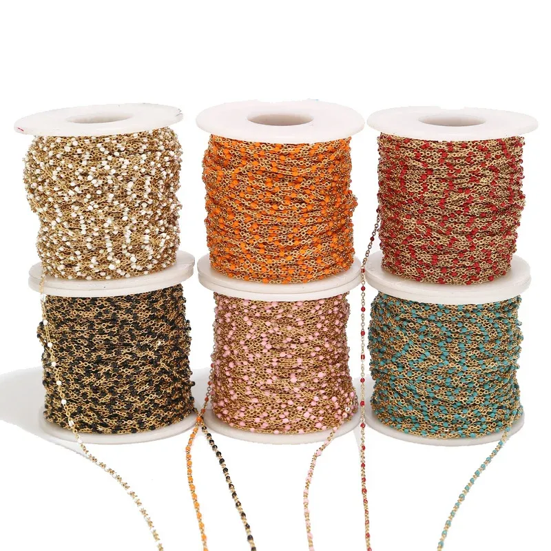 2 Meter 1,5 mm breite goldene Kabelkette aus Edelstahl, Emaille, Satellitenkabel-Gliederkette für die Herstellung von Armbändern, Halsketten und Fußkettchen