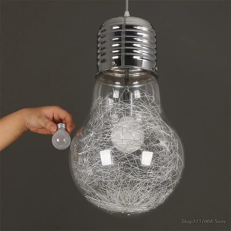 Einfache große Glühbirne Led Pendelleuchten Home Deco Nachttischlampe Esszimmer Wohnzimmer Anhänger große Glühbirne Glas Hanglamp Leuchte