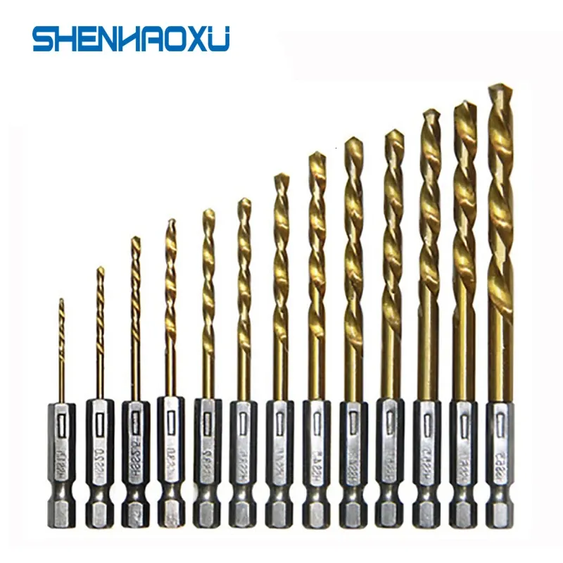 Bohrer-Set, 6,35 mm, 1/4 Zoll Sechskantschaft, Twist-Bits, Multifunktionswerkzeuge, Elektroschrauber, Bohrer, Windbit, Holzbohren, 13 Stück