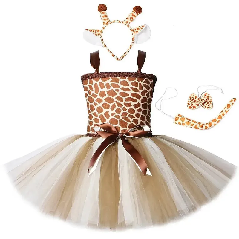 Nette Kleinkind Mädchen Giraffe Kleid Cartoon Tier Leistung Kostüm Set für Kinder Halloween Kostüme Mädchen Weihnachten Tutu Kleider