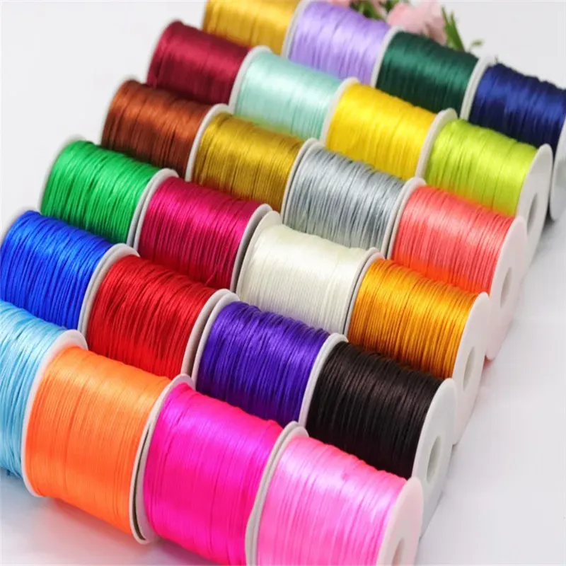 50 Meter x 1 mm chinesischer Knoten, Rattail-Satinschnur für geflochtene Makramee-Schnur, Schmuckzubehör, Perlenseil, 38 Farben