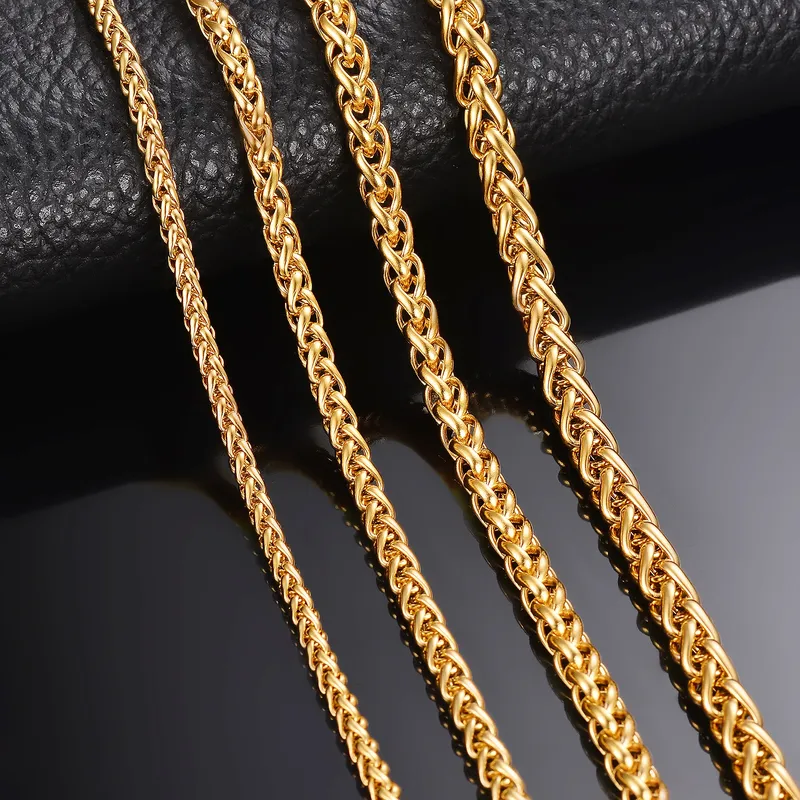 1 Stück Breite 3 mm/4 mm/5 mm/6 mm goldfarbene Kiel-Gliederkette für Männer und Frauen, Edelstahl-Kettenhalskette