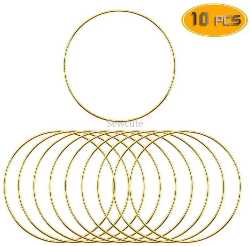 10 Stück Metall-Traumfänger, Traumfänger-Ring, Makramee-Handwerk, Reifen, DIY, Hochzeit, Windspiel, hängende Dekorationen, Zubehör, 35–190 mm