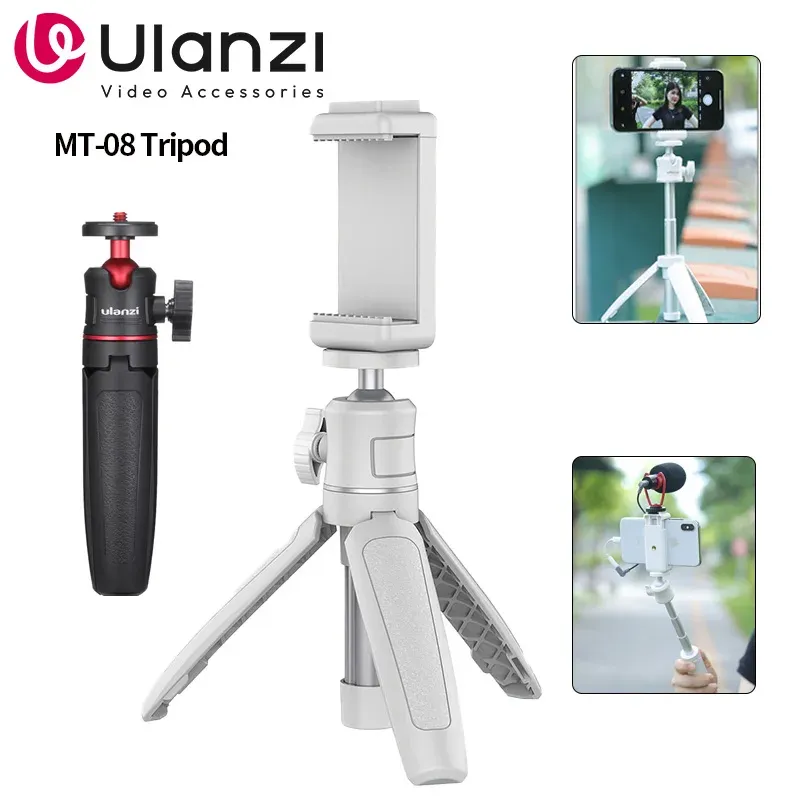 Ulanzi MT-08 Mini-Stativ, weiße Farbe, faltbares Stativ, Einbeinstativ, 1/4 Zoll Stativ, universell für DSLR, Android, iPhone, Smartphone