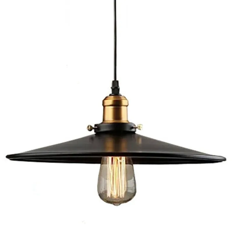 E27 Vintage Retro Edison Loft Innenpendelleuchte, Retro Industrie Deckenleuchte Lackiertes Eisen Regenschirm Lampenschirm Landkunst