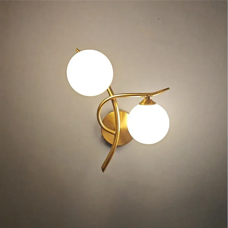 Nordic Moderne Eisen Wand Lampen LED Schlafzimmer Bett Lampe Lernen Korridor Zimmer Innen Wand Lichter Glas Ball Decor Leuchten G9