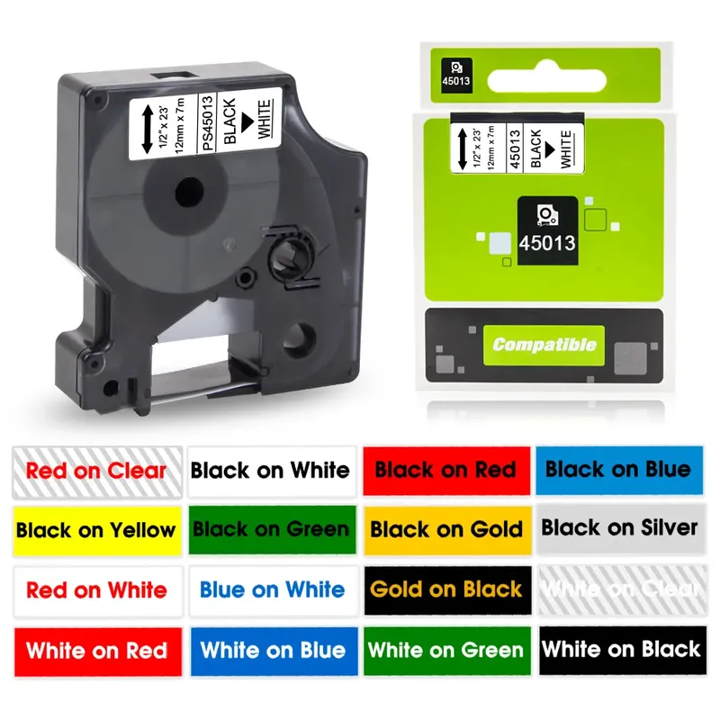 45013 Label Band Schwarz auf Weiß Für Dymo D1 45013 45018 12mm Label Patrone Für Dymo LabelManager 160 280 COLORPOP Label Maker