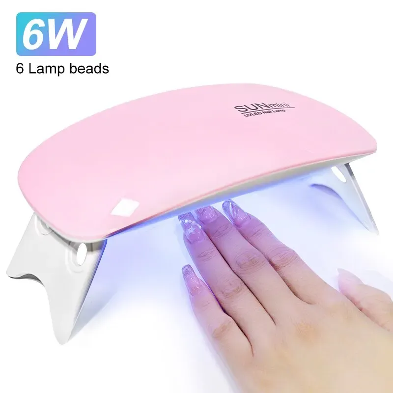 6 W Mini Nagel Trockner Maschine Tragbare 6 LED UV Maniküre Lampe Heimgebrauch Nagel Lampe Zum Trocknen Polnischen Lack mit USB Kabel