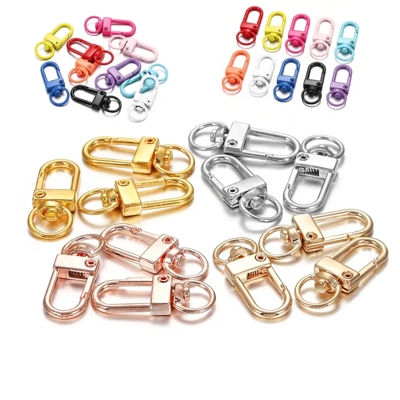 10 teile/los 12x33mm Rotierenden Hund Schnalle Gold Rhodium Metall Karabiner Haken Für DIY Schmuck Machen Schlüssel ring Kette Zubehör