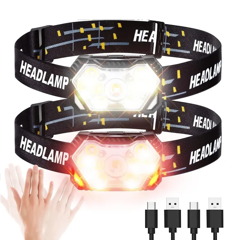 9 Led Starke Licht Scheinwerfer USB Aufladbare Motion Sensor Scheinwerfer Tragbare Angeln Camping Outdoor Kopf Lampe Arbeit Taschenlampe