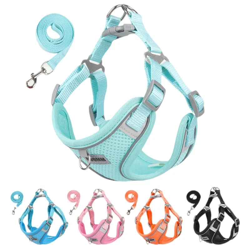 Hundegeschirr-Leine-Set für kleine und mittelgroße Hunde und Katzen, Brustgurt, reflektierende Hundekleidung, Weste, Set, Chihuahua, Outdoor-Walking, Haustierbedarf