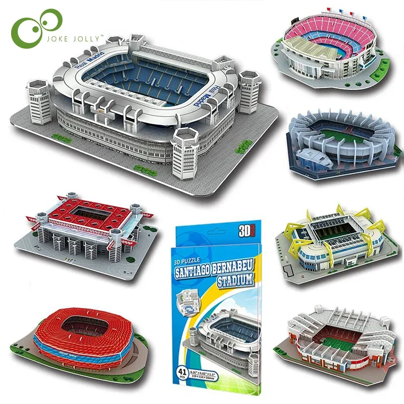 Miniatur Fußballfeld 3d DIY Puzzle weltberühmte Stadien Modelle Fußballspiel Peripherie Spielzeug Fans Geburtstag Spielzeug Geschenke ddj