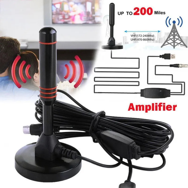 HD-Digital-TV-Antenne für den Innenbereich, verstärkte dab-Antenne, 200 Meilen Ultra-HDTV mit Verstärker, VHF/UHF, schnelle Reaktion, Outdoor-Antennen-Set