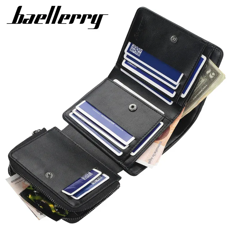 Neue PU Leder Männer Brieftaschen Hohe Qualität Zipper Kurze Desigh Karte Halter Männlichen Geldbörse Vintage Münze Halter Männer Brieftaschen