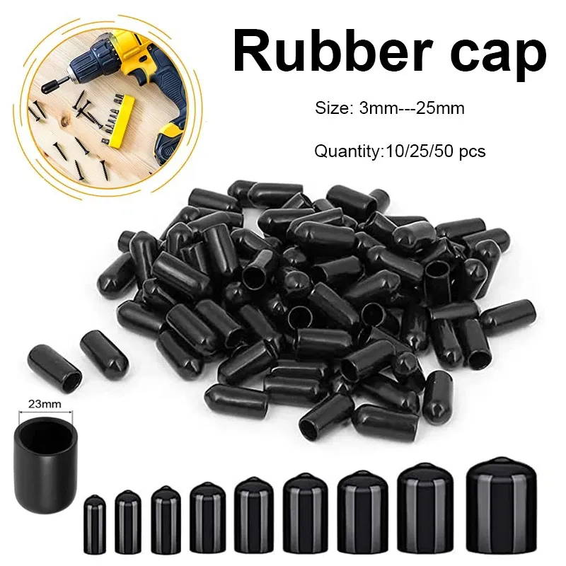 10–50 Stück PVC-Gummi-Endkappe, Schraubendkappe, Kunststoffrohr, Nabenfadenschutz, Einsteckkappe, Gummikappe, Gummi-Gewindekappe