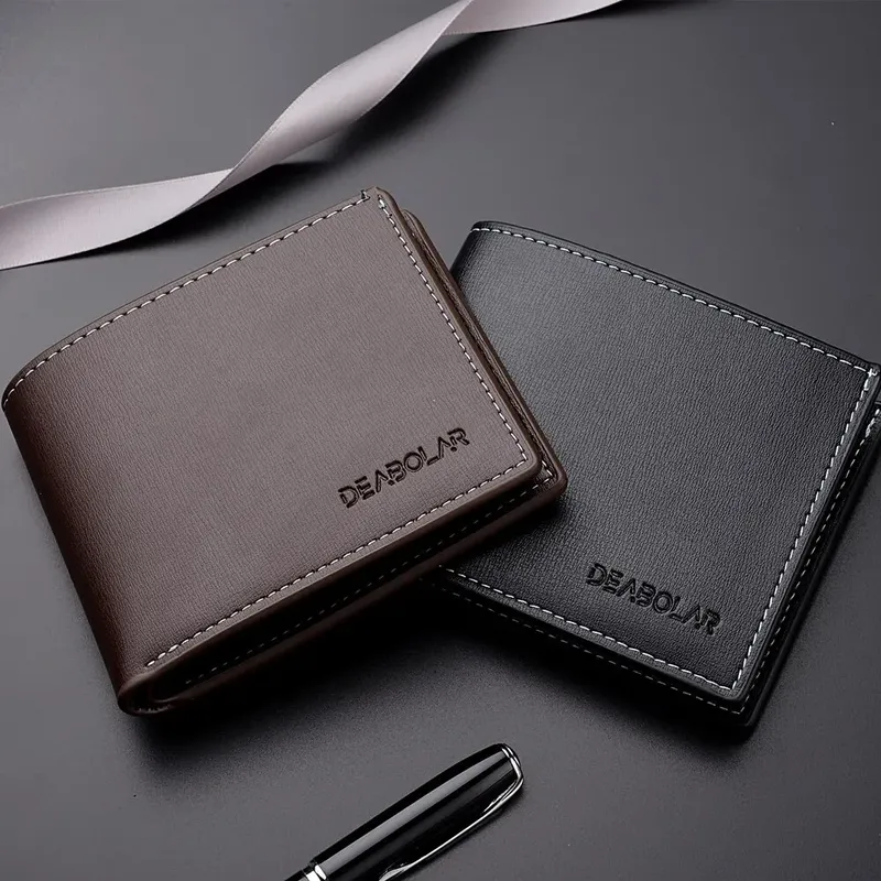 Pu Leder Männer kurze Brieftasche dünnen Stil Klapp junge Männer Kreditkarten halter Brieftasche
