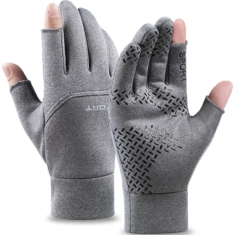 Winter Angeln Herren Handschuhe Frauen Radfahren Warme Anti-Slip Handschuhe für Angeln Sport Touchscreen Zwei Finger Cut Outdoor angeln