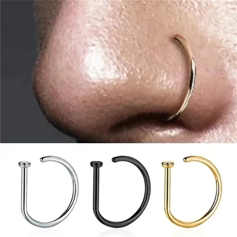 Frauen Männer Gefälschte Piercing Nase Ring Ohrringe Mode punk Nicht Piercing Nase Clip Edelstahl Perforation Septum Körper Schmuck