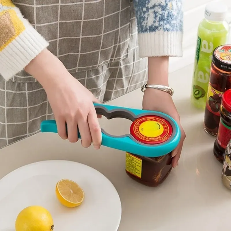 Glasöffner, leicht zu greifender Schraubenschlüssel, 4-in-1, handlich, spart Stärke, Dosen, Bier, Flaschenverschluss, Öffner, Deckel, drehbare Werkzeuge, tragbare Küchenhelfer