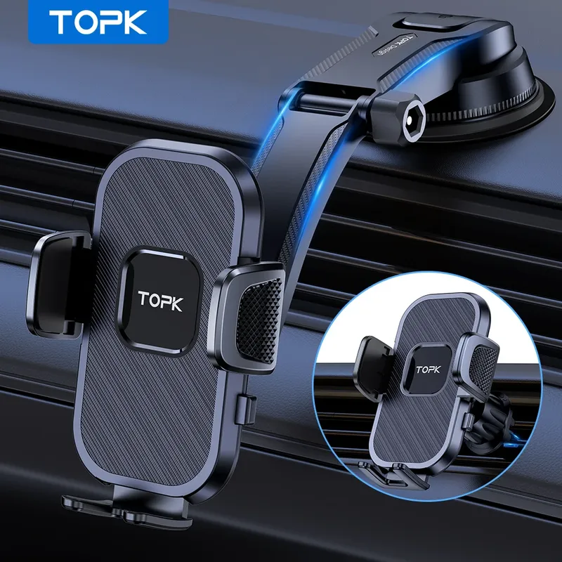 TOPK Autotelefonhalter Schwerkraftständer für iPhone Xiaomi Samsung Auto Mobile Unterstützung für Armaturenbrett Windschutzscheibe Lüftungsschlitze Telefonhalterung