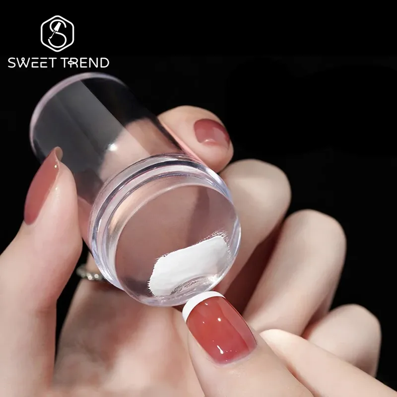 1pc Transparent Silikon Nail art Stamping Kit Französisch Design Für Maniküre Platte Stempel Polnischen Dichtung Zwei Seite Stamper Schaber werkzeuge