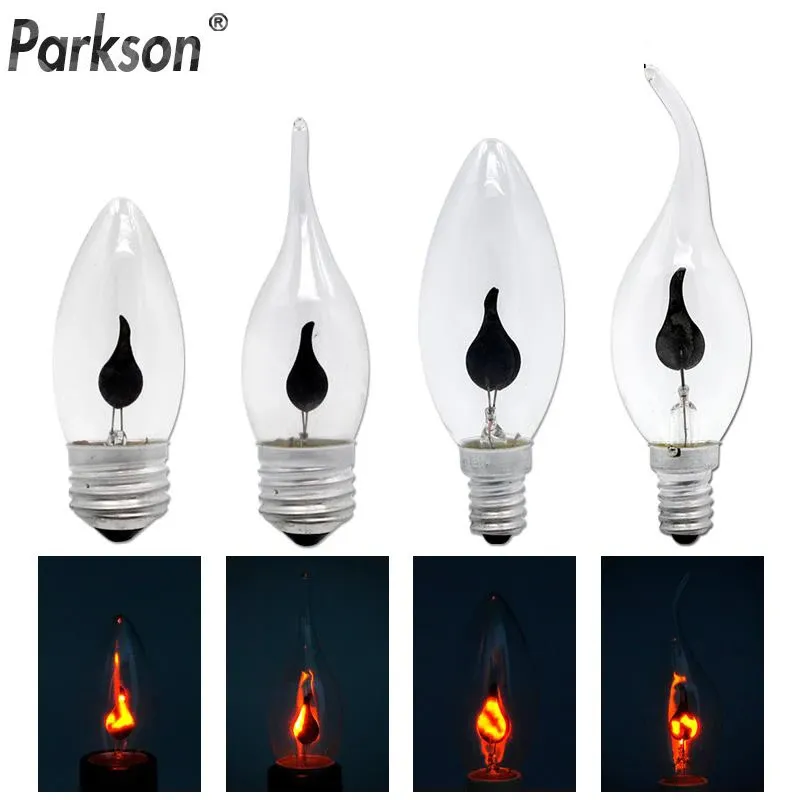 Vintage Edison E14 E27 Led-lampe Kerze Licht Flamme Effekt Birne 3W AC220V Hause Für Dekor Beleuchtung Ampulle kerze Birne