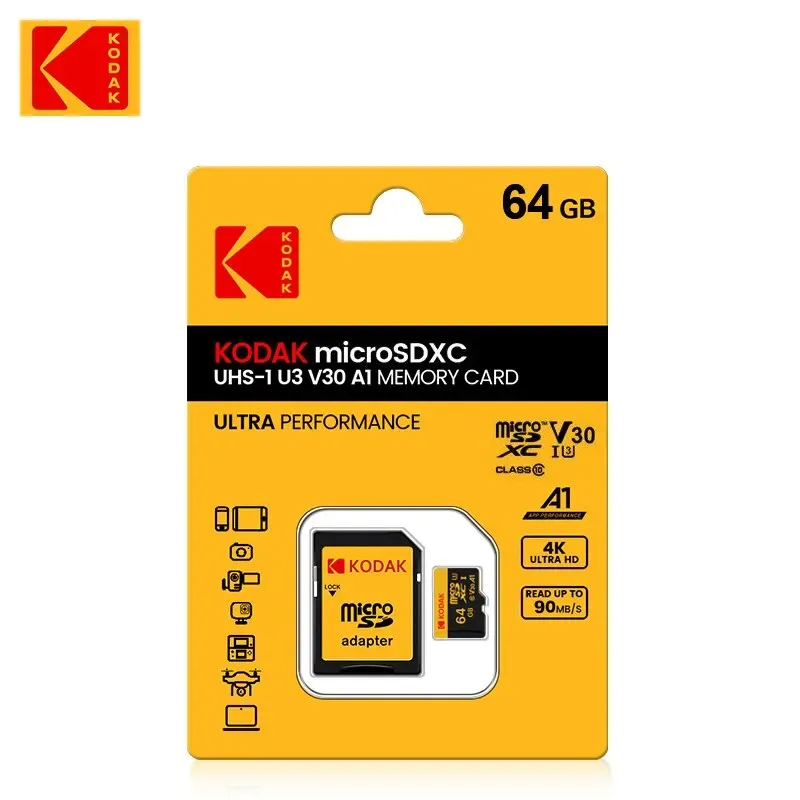KODAK Micro SD 512 GB 256 GB Speicherkarte bis zu 100 MB/s C10 U3 32 GB 64 GB 128 GB TF-Karte 4K HD für USB-Kartenleser-Adapter Microsd