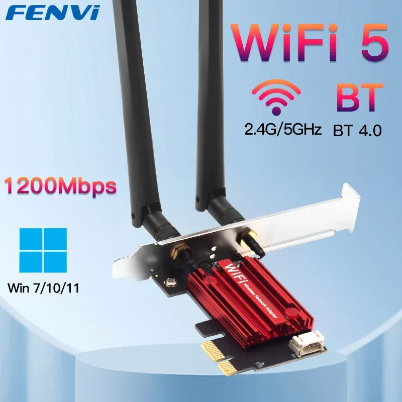 Fenvi wifi 5 pci-e drahtloser Adapter ac1200 Netzwerk karte Dualband 2,4g/5ghz 802.11ac für Bluetooth 802,11 Desktop Windows 7/8/4,0