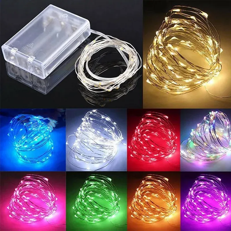 1Pack Lichterkette LED Kupferdraht Lichterkette 1/2/3/5/10m batterie betrieben für Schlafzimmer Garten Party Hochzeits dekoration