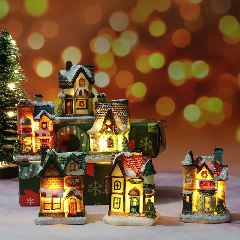 Weihnachtshaus-Lichtdekorationen für Zuhause, Ornamente, Kinder, Weihnachtsgeschenk, Neujahr 2025, Navidad-Dekor, Schlafzimmer, Nachtlicht mit Batterie