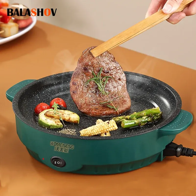 Elektrische Multikocher Elektrische Bratpfanne 220V Haushaltsgrill Gebratenes Steak Fisch Omelett Bratpfanne Antihaft-Kochmaschine