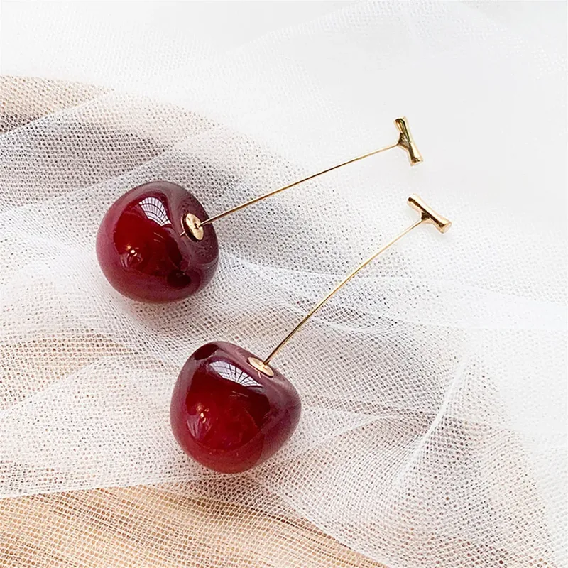 Süße Kirschfrucht-Acryl-Ohrringe, modische Harz-Kirsch-Ohrringe für Frauen, Kpop-Schmuck, trendige Accessoires