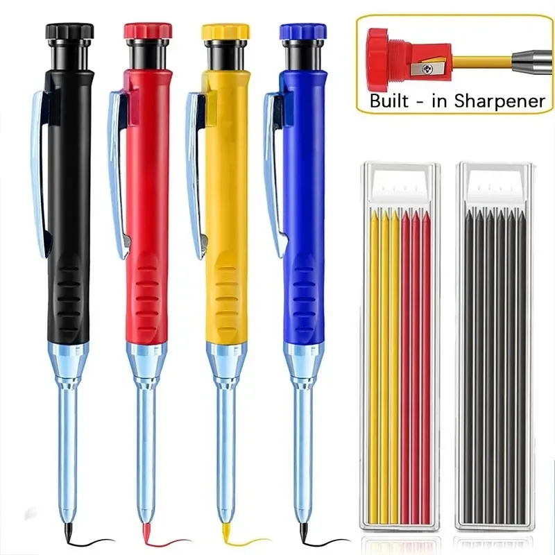 2 teile/satz 2,8mm Carpenter Mechanische Bleistift mit Spitzer für Holzbearbeitung Bau Lange Kopf Carpenter Bleistift Schreibwaren