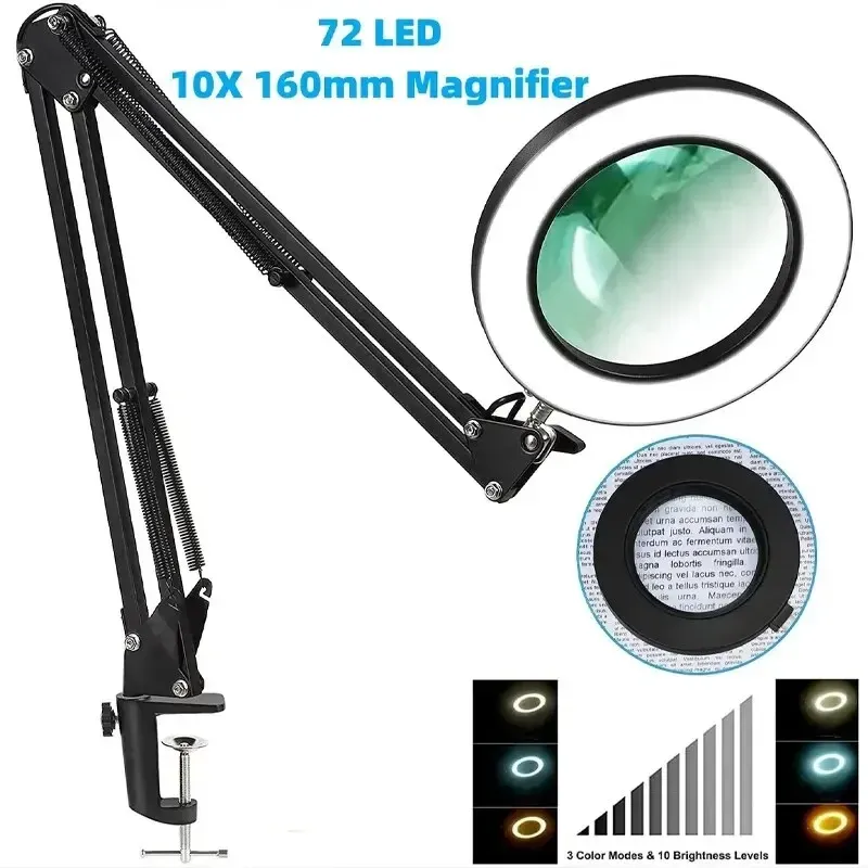72led 8x/10x neu beleuchtete lupe usb 3 farben led led lupe für lötkolben reparatur/tisch lampe/hautpflege schönheit