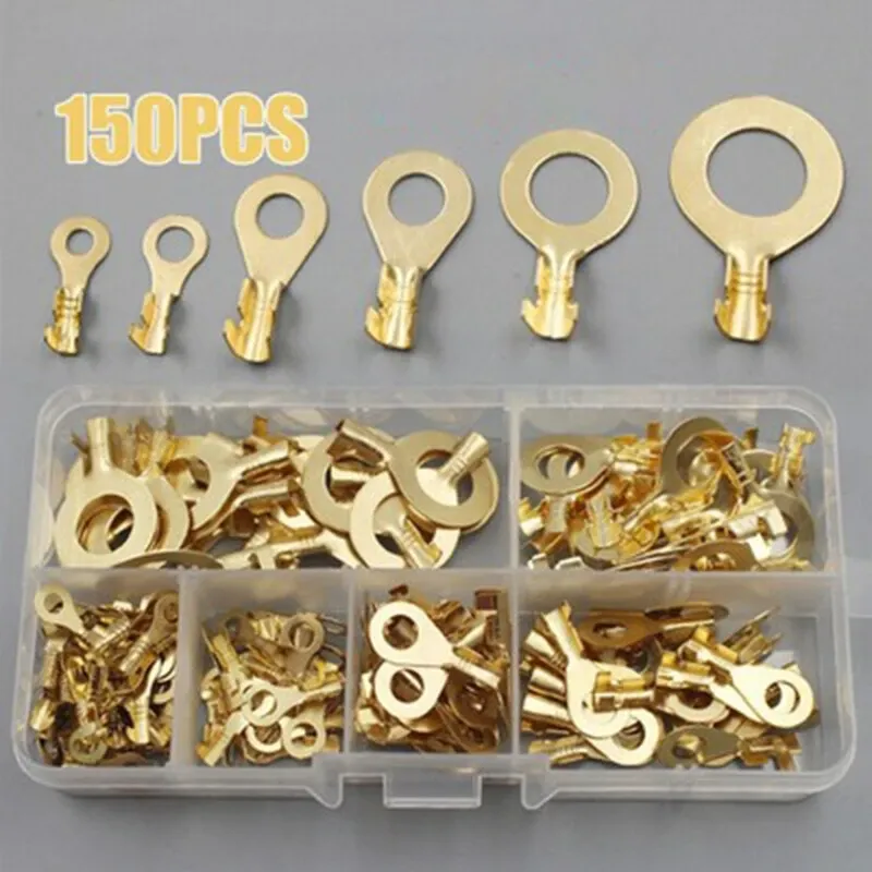 150 teile/satz Runde Terminal Block DJ431 O-typ Lugs Terminals Kaltgepresste Stecker Kupfer Tab Verdrahtung Nase Kombination set Neue