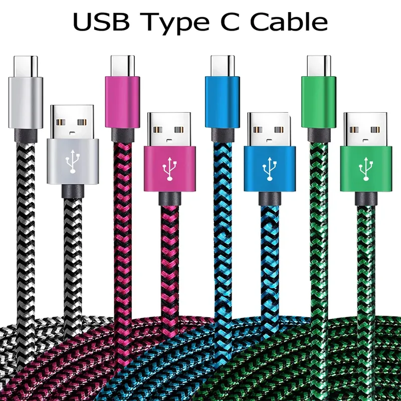 USB Typ C Kabel Datum Synchron isierung 2.4a schnell 1m 2m 3m Aufladen Nylon geflochtenes Draht Ladekabel für Samsung Huawei Android-Handy