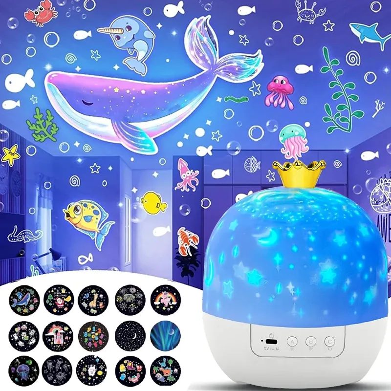 Krone Stern Licht Projektion Rotierenden Stern Schlafzimmer Decke Atmosphäre Nacht Lampe Sterne Kinder Geburtstag Geschenk mit Filme Blatt