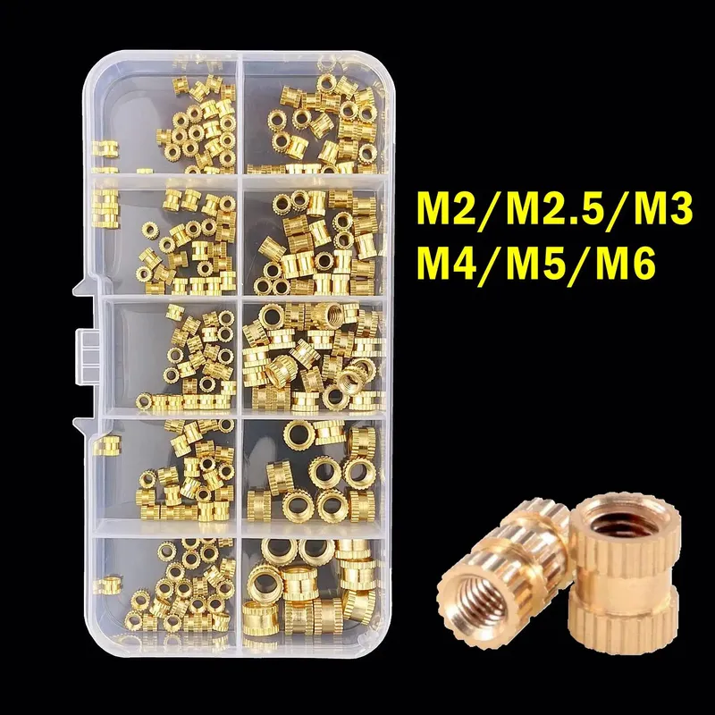 M2 M2,5 M3 M4 M5 M6 Messing Wärme Einsatz Mutter Hot Melt Nutinsert Gewinde Rändel Doppel Twill Einbettung Muttern 3D Drucker Zubehör