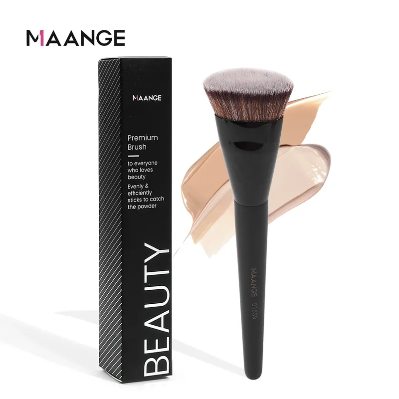 MAANGE Einzelner flacher runder Röhren-Flachkopf-Grundierungspinsel mit Box, Puder, Rouge, Concealer, Make-up-Pinsel, hautfreundliches Make-up-Werkzeug