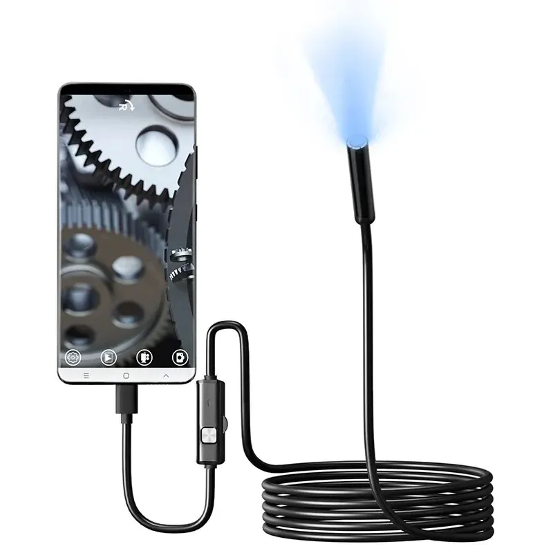 7,0 mm Typ-C Endoskopkamera, IP67, wasserdicht, 6 LEDs, verstellbar, USB, Android, flexible Inspektion, Endoskopkameras für Telefon, PC
