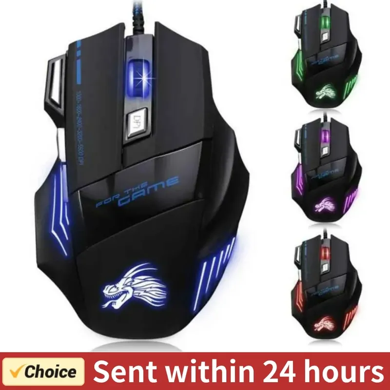 Einstellbare USB Verdrahtete Optische Mäuse Gaming Maus 7-Farbe Hintergrundbeleuchtung 5500 DPI für PC Büro Notebook Mäuse Maus Pro gamer