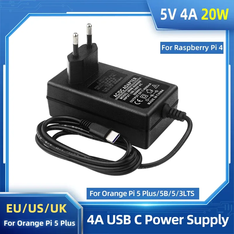 Orange Pi 5 Plus Netzteil 5V 4A Ladegerät 20W USB Typ C Netzteil EU US UK Stecker für OPI 5/5B/4 LTS Raspberry Pi 4B
