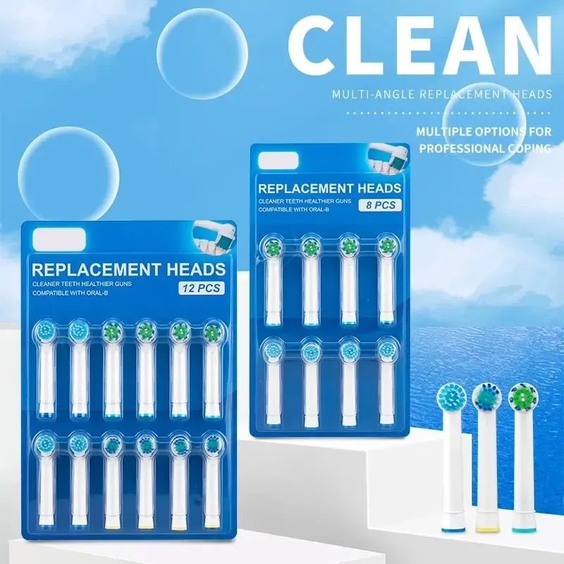 8 Stück Ersatzbürstenköpfe für Oral-B elektrische Zahnbürste Advance Power/Vitality Precision Clean/Pro Health/Triumph/3D Excel