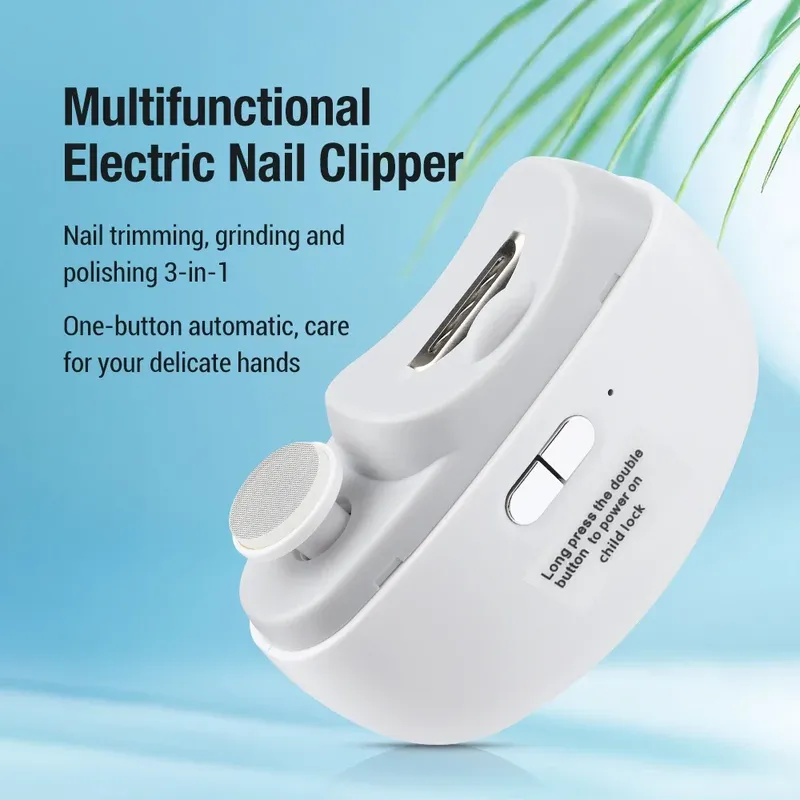 Elektrischer Nagelknipser zum Schleifen und Polieren mit leichtem automatischem Nagelschneider, wiederaufladbarer Nagelschneider, Maniküre für Babys und Erwachsene