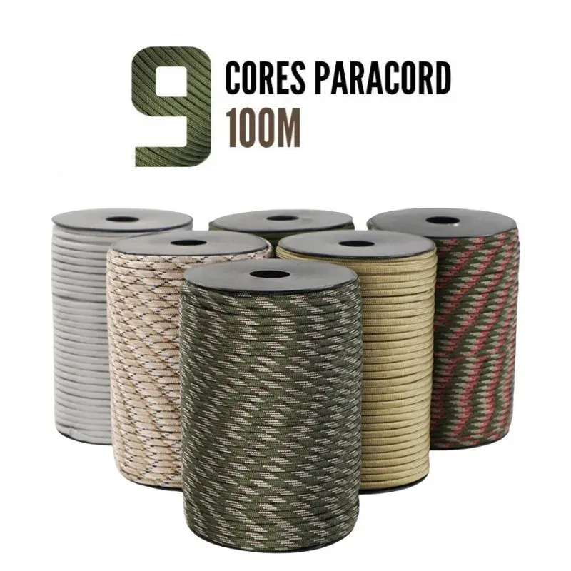 100 m 550 Militärstandard 9-adriges Paracord-Seil 4 mm Outdoor-Fallschirmschnur Survival-Regenschirm Zelt Lanyard-Gurt