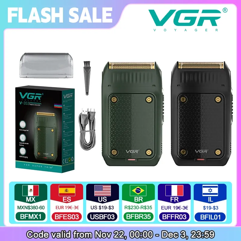 VGR V-353 Rasierer, professioneller Rasierer, elektrische Rasiermaschine, tragbarer Bartschneider, wiederaufladbarer Rasierer, Mini-Rasierer für Männer