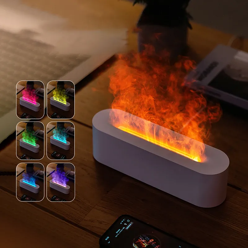 Neueste rgb flamme aroma diffusor luftbe feuchter usb desktop simulation licht aroma reiniger luft für schlafzimmer mit 7 farben
